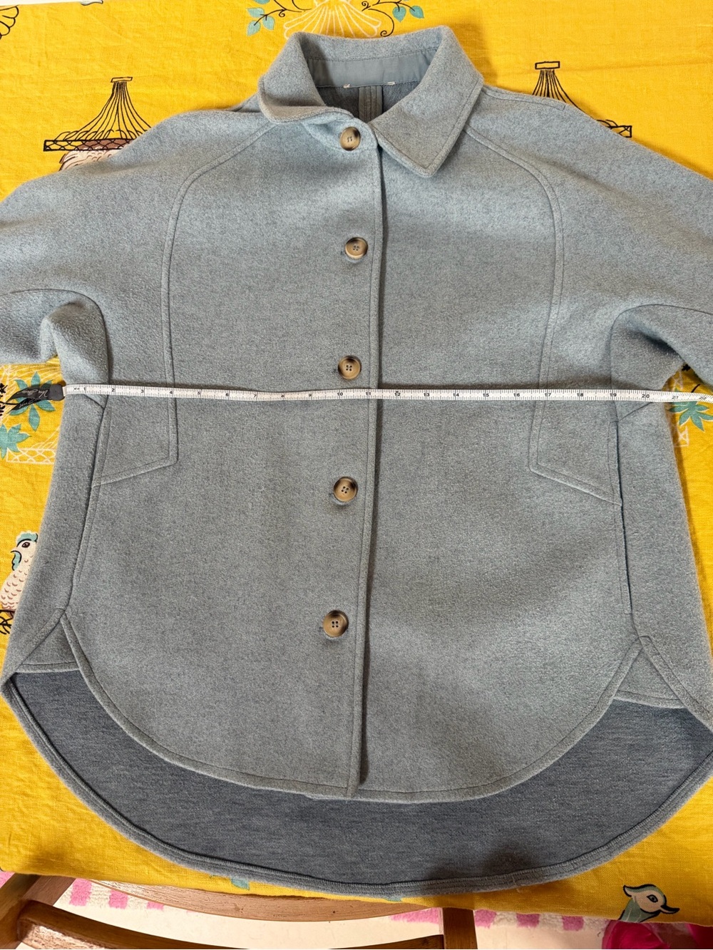 Light Blue Button-Front Wool Jacket - Picture 6 of 16